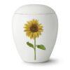 Zeitlos Urne Weiss mit Sonnenblume
