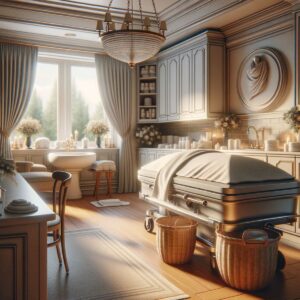 Ein friedvoller Versorgungsraum im Bestattungsinstitut für persönliche und rituelle Waschungen