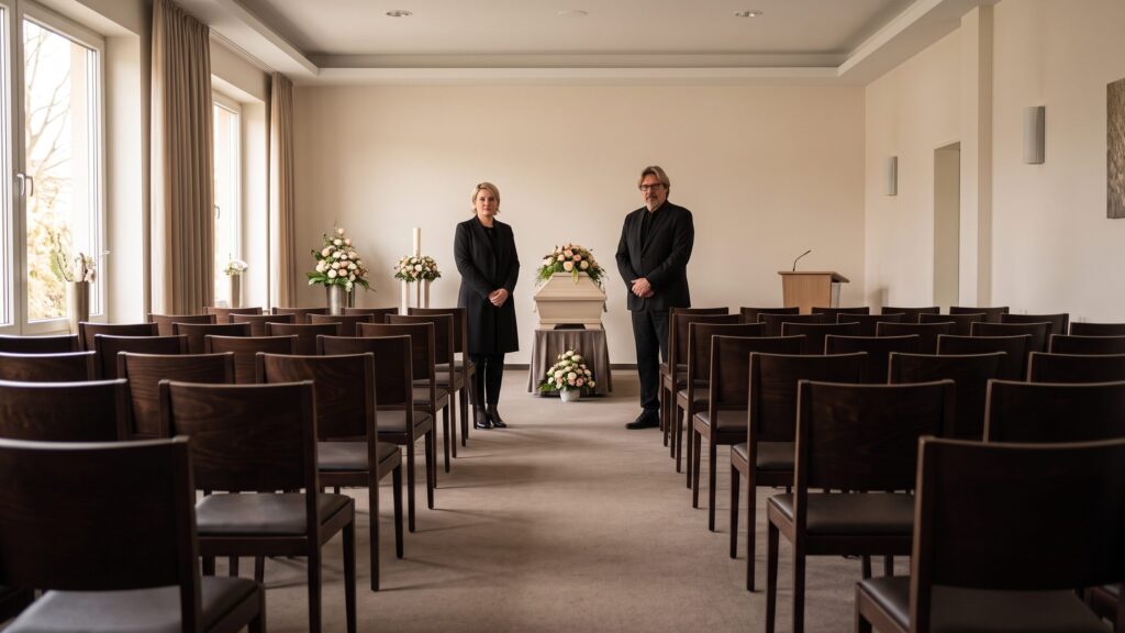 Die Trauerhalle von Bestattungen Zeitlos für Abschiedsfeiern.